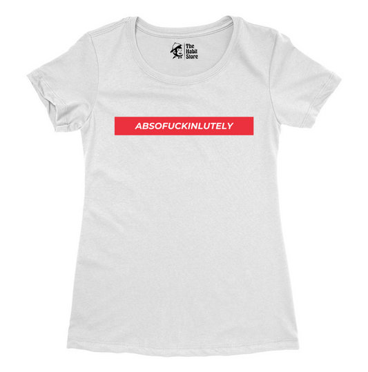 Absofuckinlutely Women's White Round Neck Half Sleeve