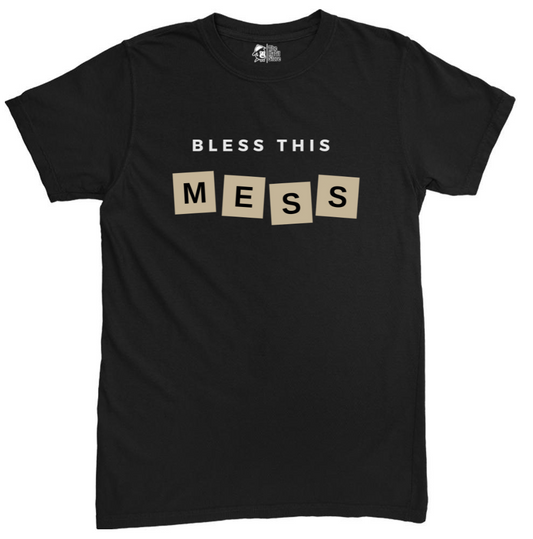 Bless This Mess Black Unisex Round Neck Half Sleeve