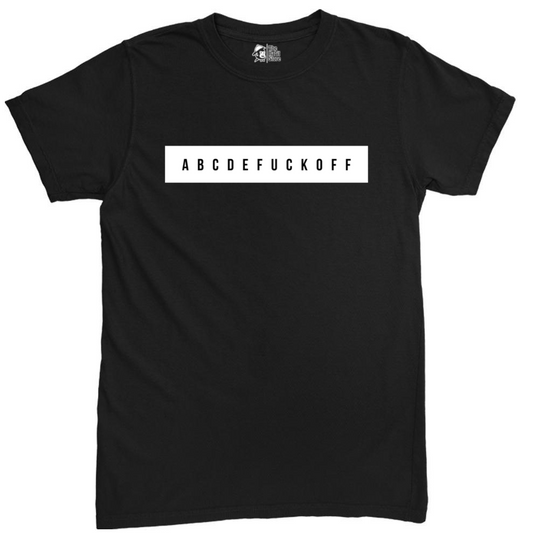 ABCDEFUCKOFF Black Unisex Round Neck Half Sleeve