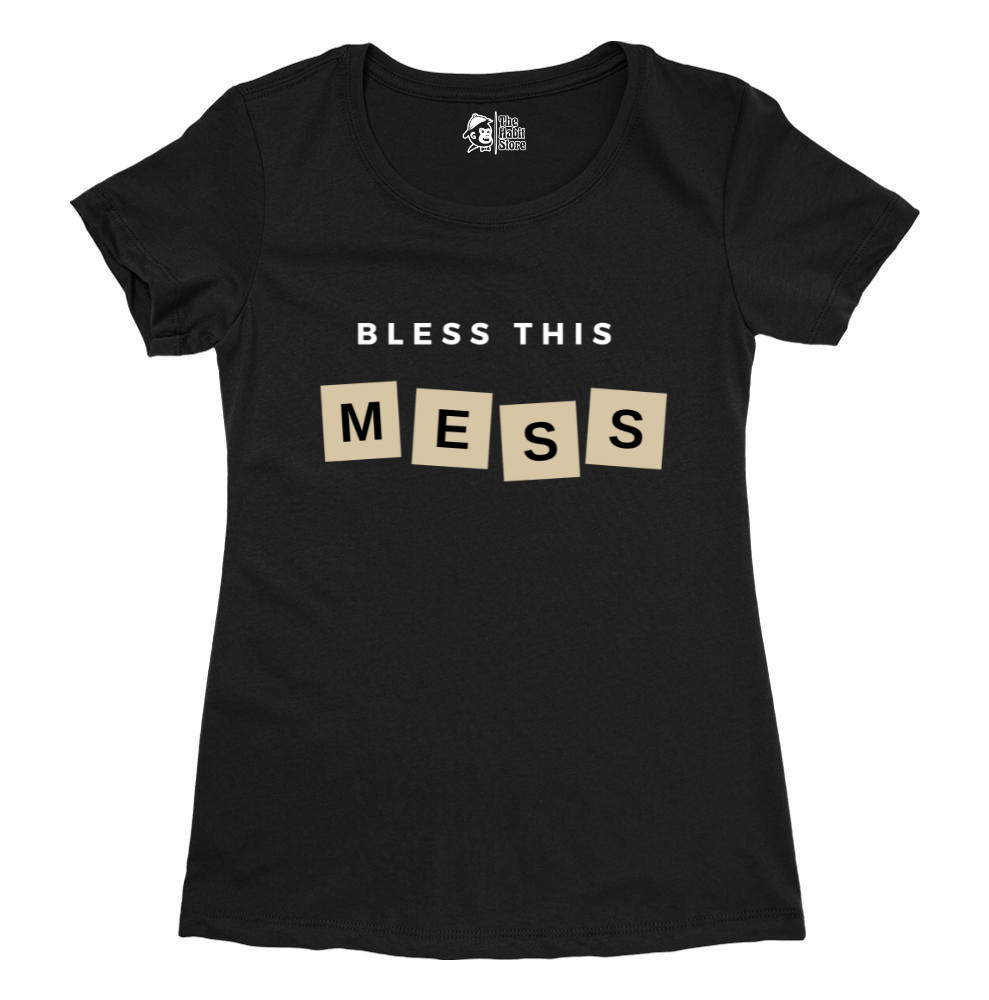 Bless This Mess Women's Black Round Neck Half Sleeve