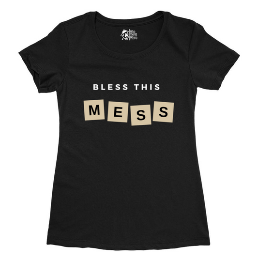 Bless This Mess Women's Black Round Neck Half Sleeve