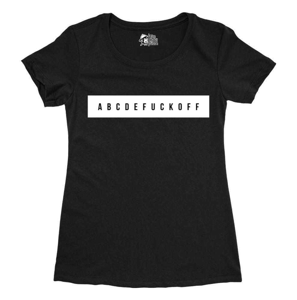 ABCDEFUCKOFF Women's Black Round Neck Half Sleeve
