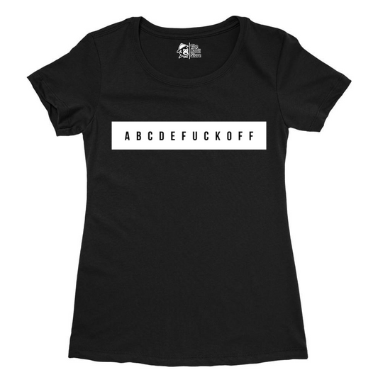 ABCDEFUCKOFF Women's Black Round Neck Half Sleeve