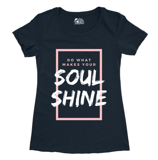 Do What Makes Your Soul Shine Navy Blue Women's Round Neck Half Sleeve