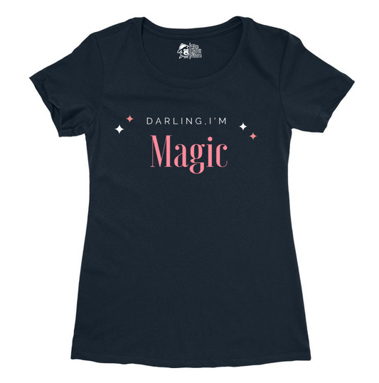 Darling, I'm Magic Women's Navy Blue Round Neck Half Sleeve