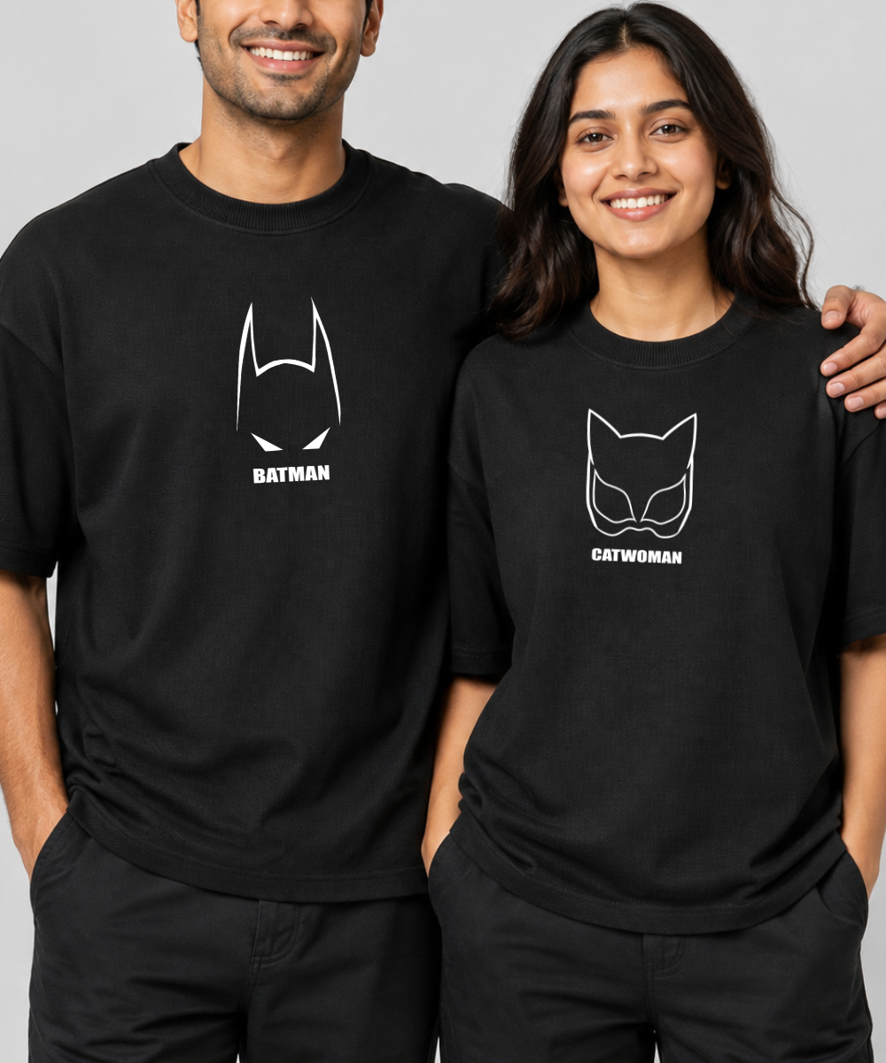 Batman / Catwoman – Couple Oversized Fit T-shirts (Set of 2)