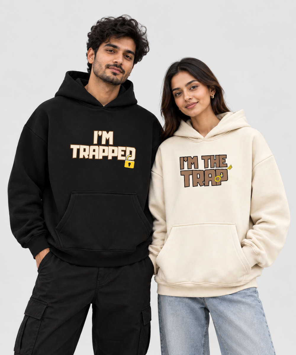 I'm Trapped / I'm The Trap – Couple Boxy Fit Hoodies (Set of 2) | 100% Cotton Fleece