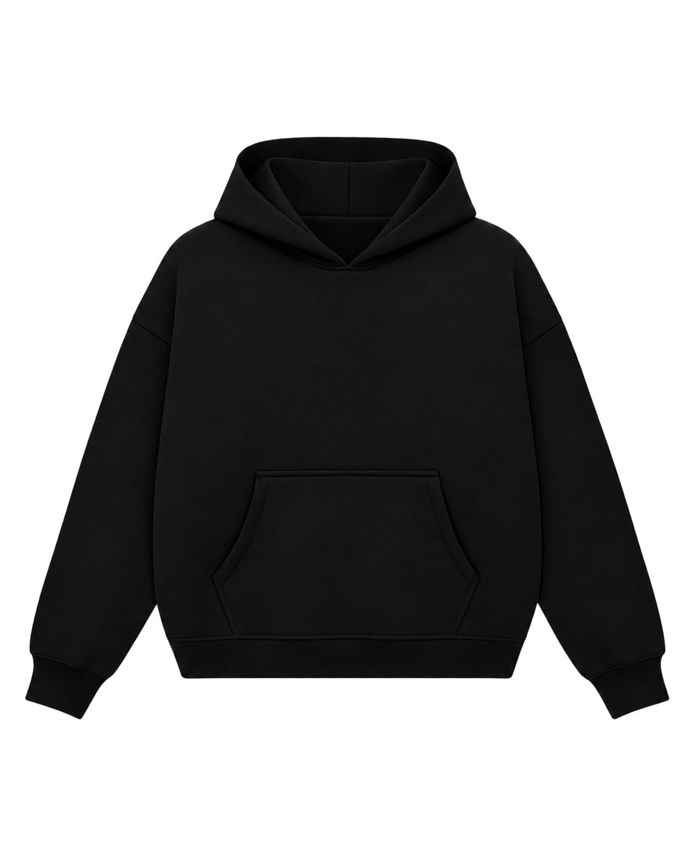 Black Boxy Hoodie Front Design
