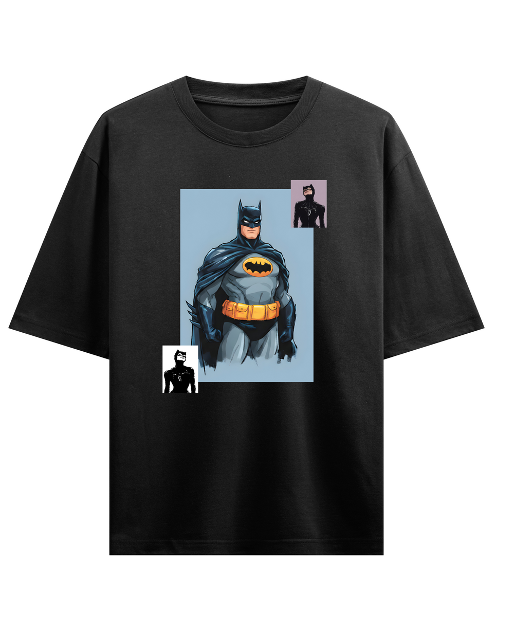 Dark Knight – Couple Oversized Fit T-shirts (Set of 2) - Black Front