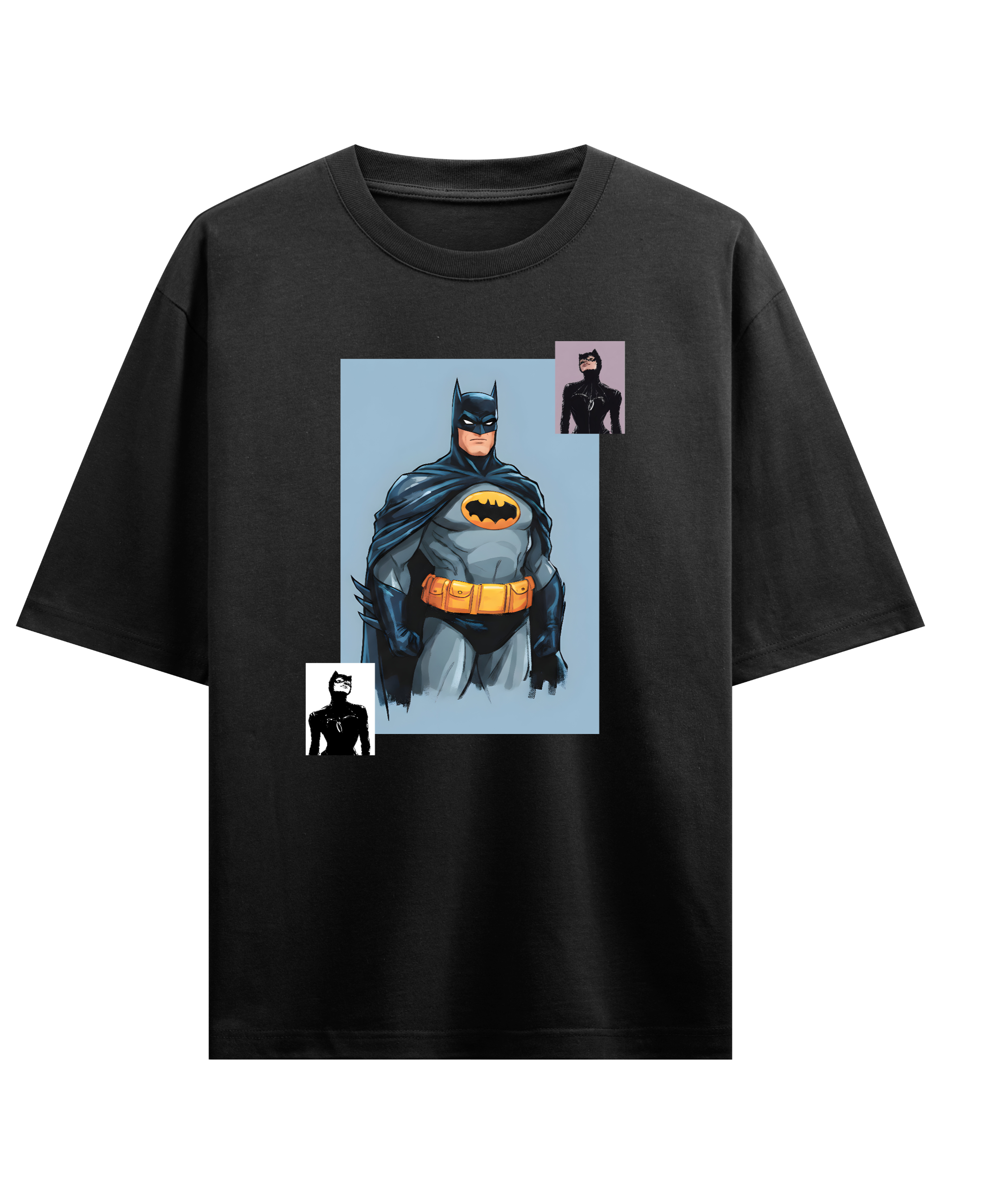 Dark Knight – Couple Oversized Fit T-shirts (Set of 2) - Black Front