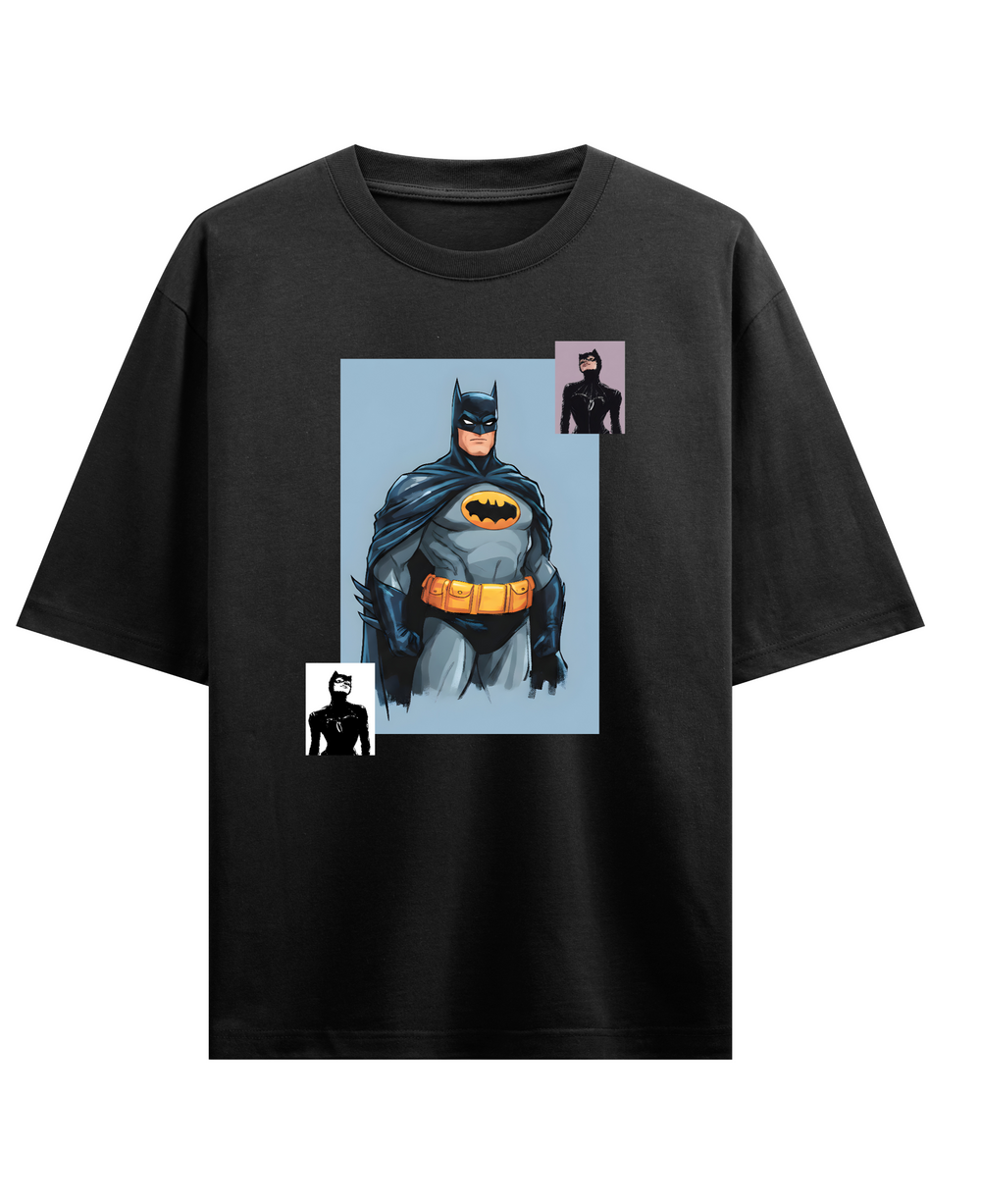 Dark Knight – Couple Oversized Fit T-shirts (Set of 2) - Black Front