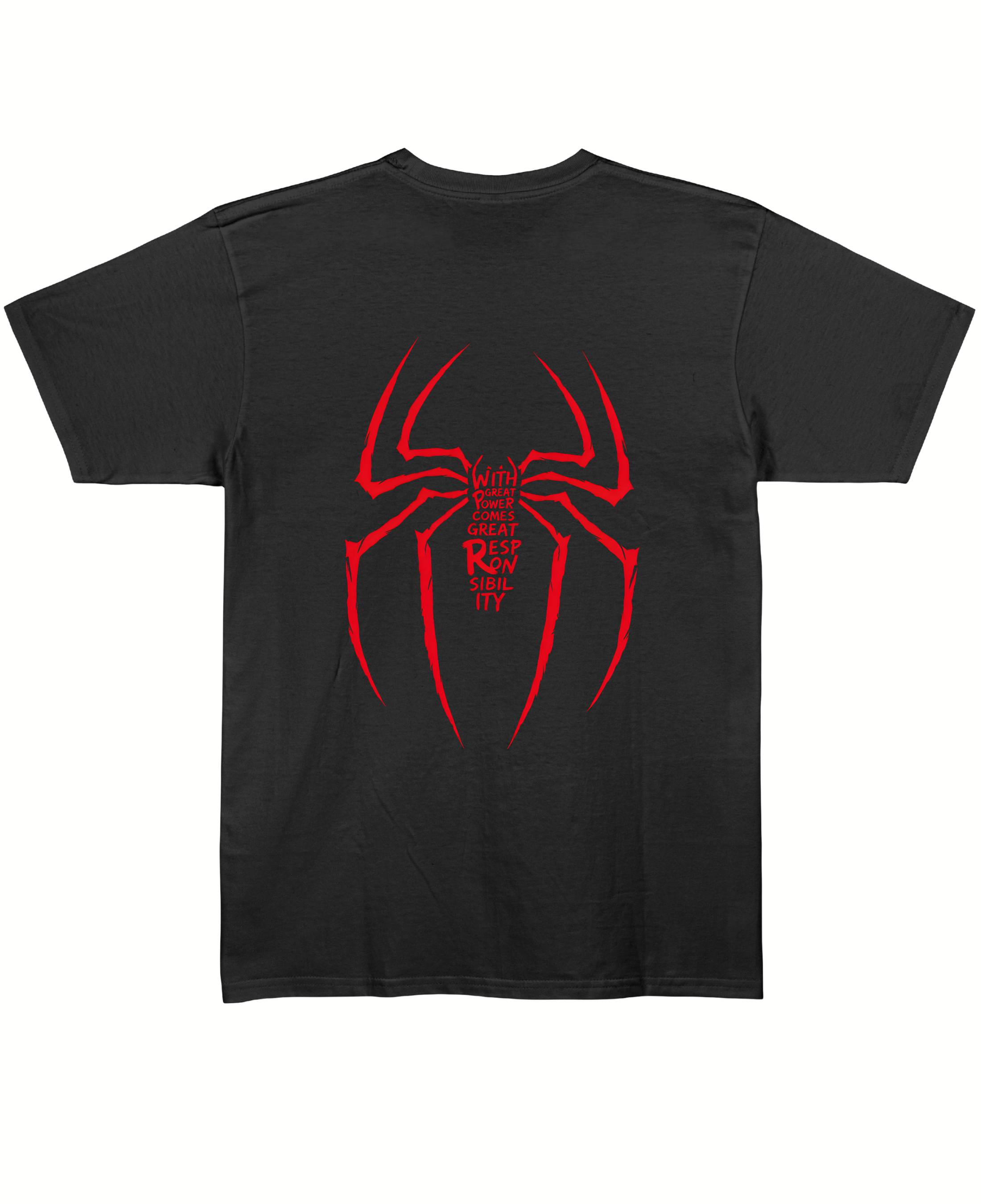 Great Power, Great Responsibility Spider Man – Couple Regular Fit T-shirt - Black Back