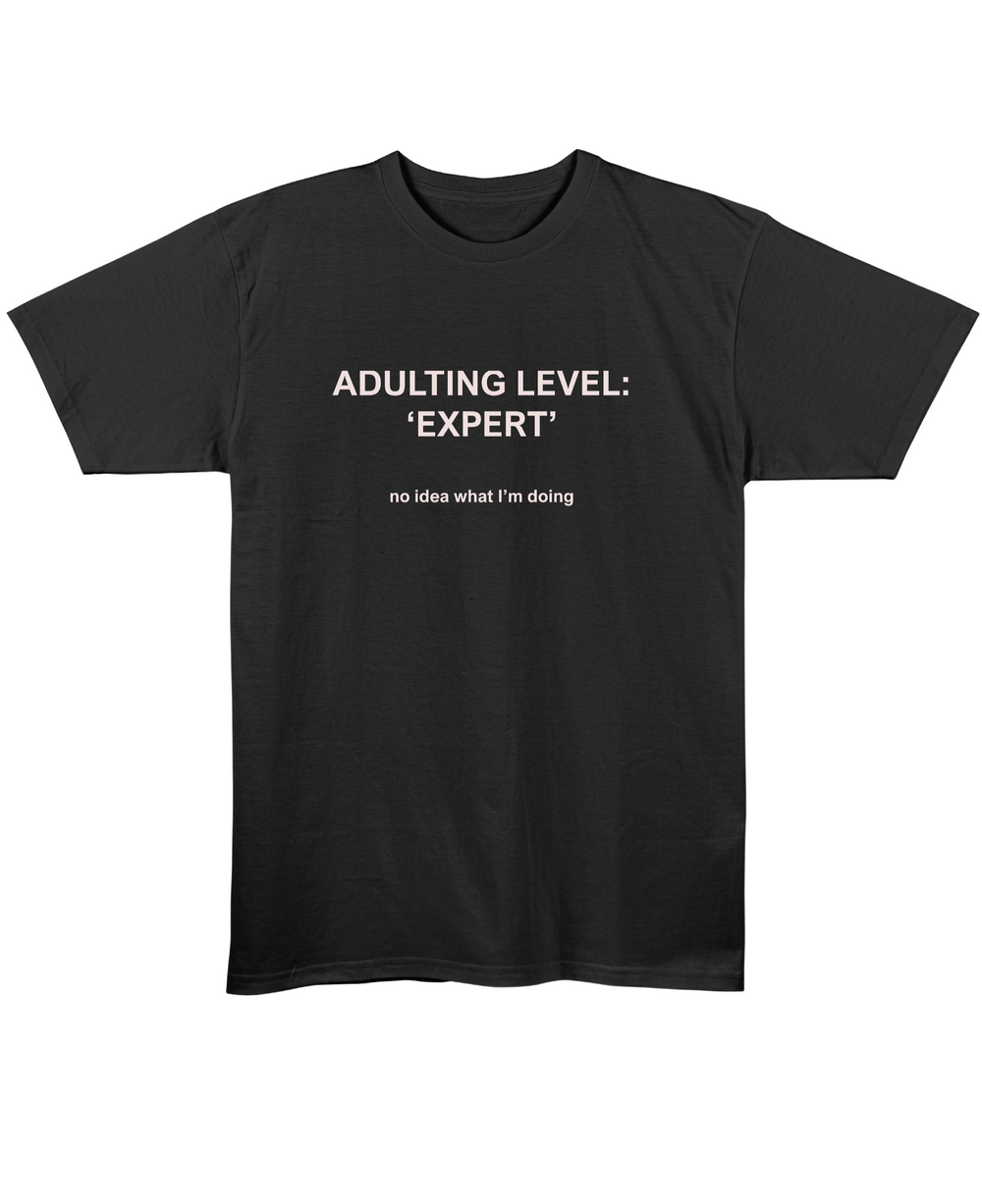 Adulting Level: Expert - Regular Fit Unisex T-Shirt - Black Front