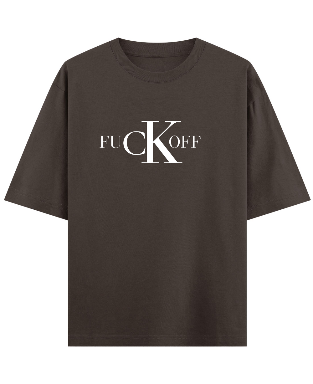 CK - Premium French Terry Oversized T-shirt - Coffee Front