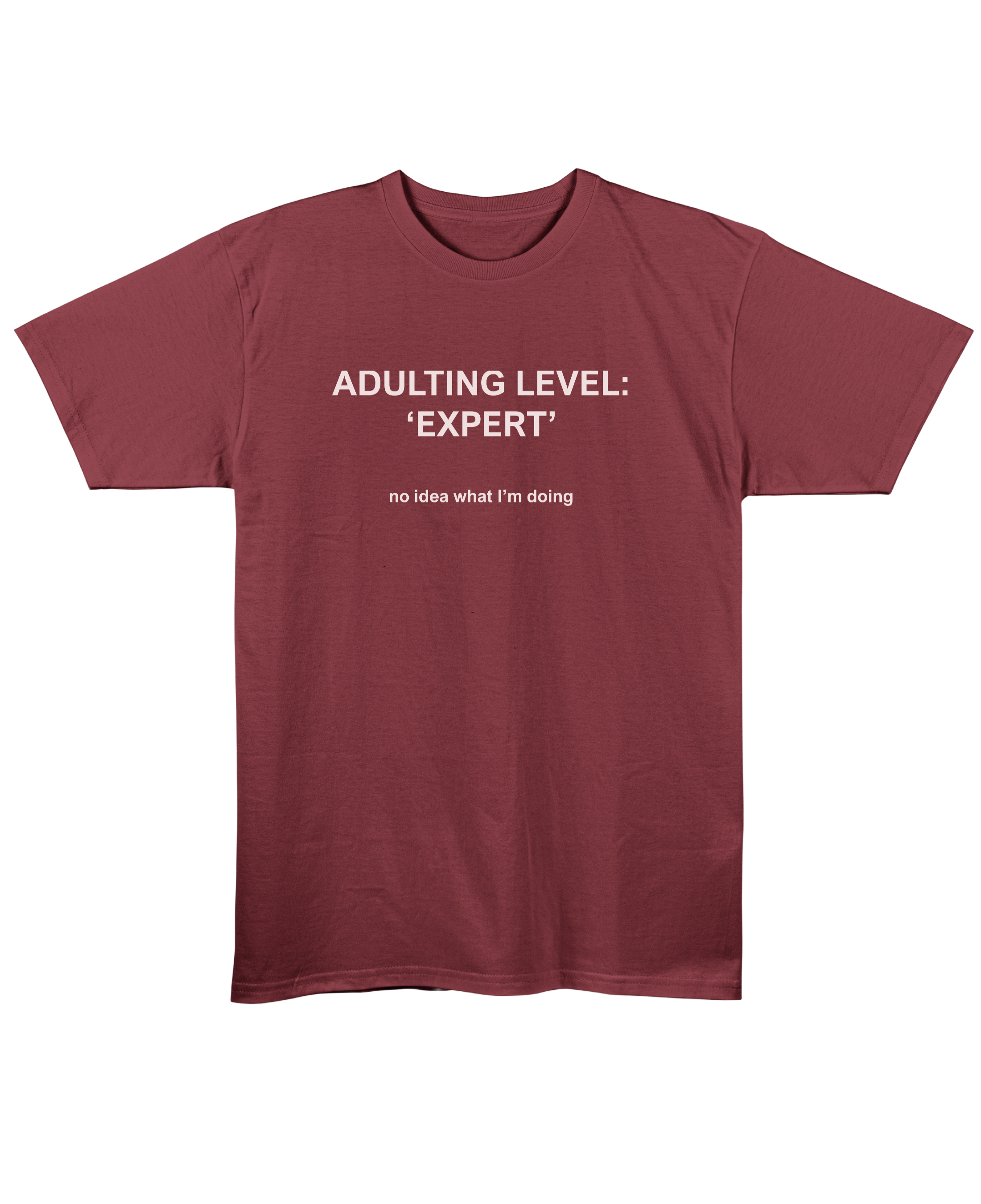 Adulting Level: Expert - Regular Fit Unisex T-Shirt - Maroon Front