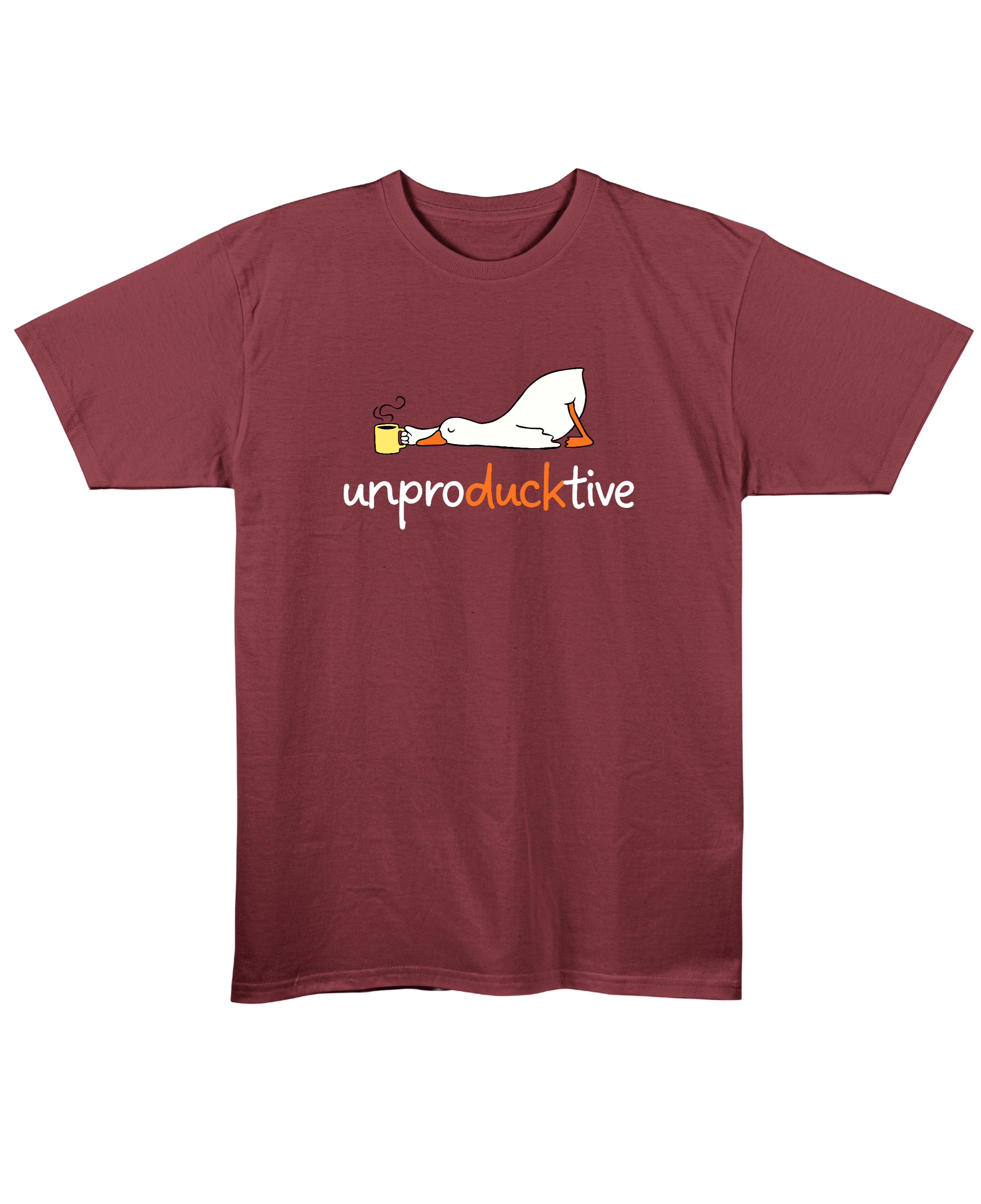 Unproductive - Regular Fit Unisex T-Shirt - Maroon Front