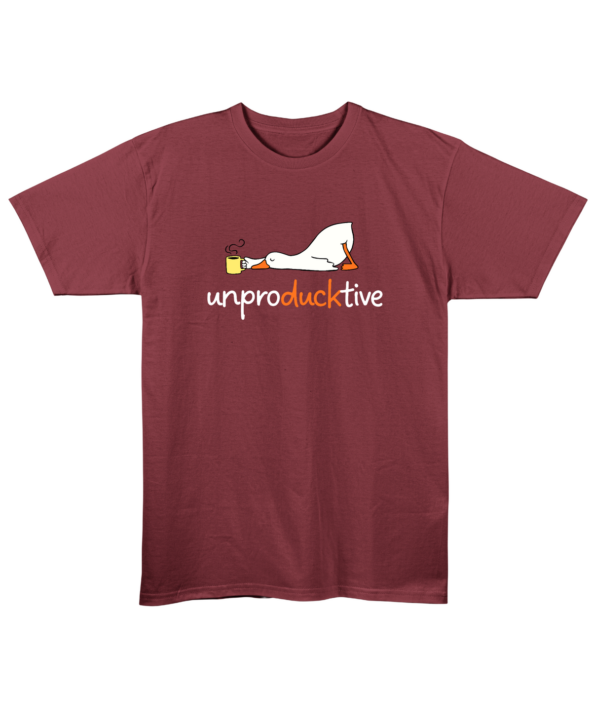 Unproductive - Regular Fit Unisex T-Shirt - Maroon Front