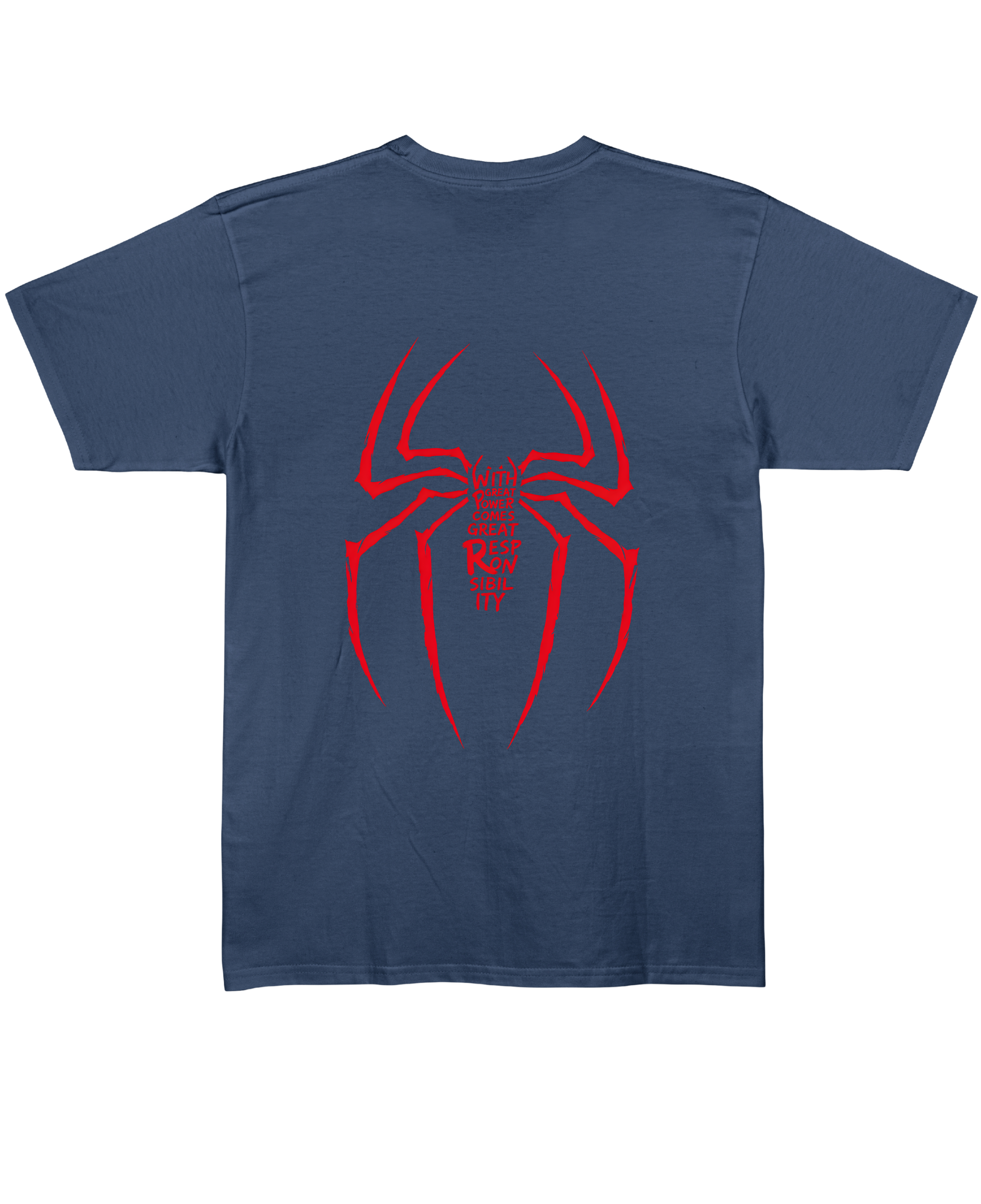 Great Power, Great Responsibility Spider Man – Couple Regular Fit T-shirt - Navy Blue Back