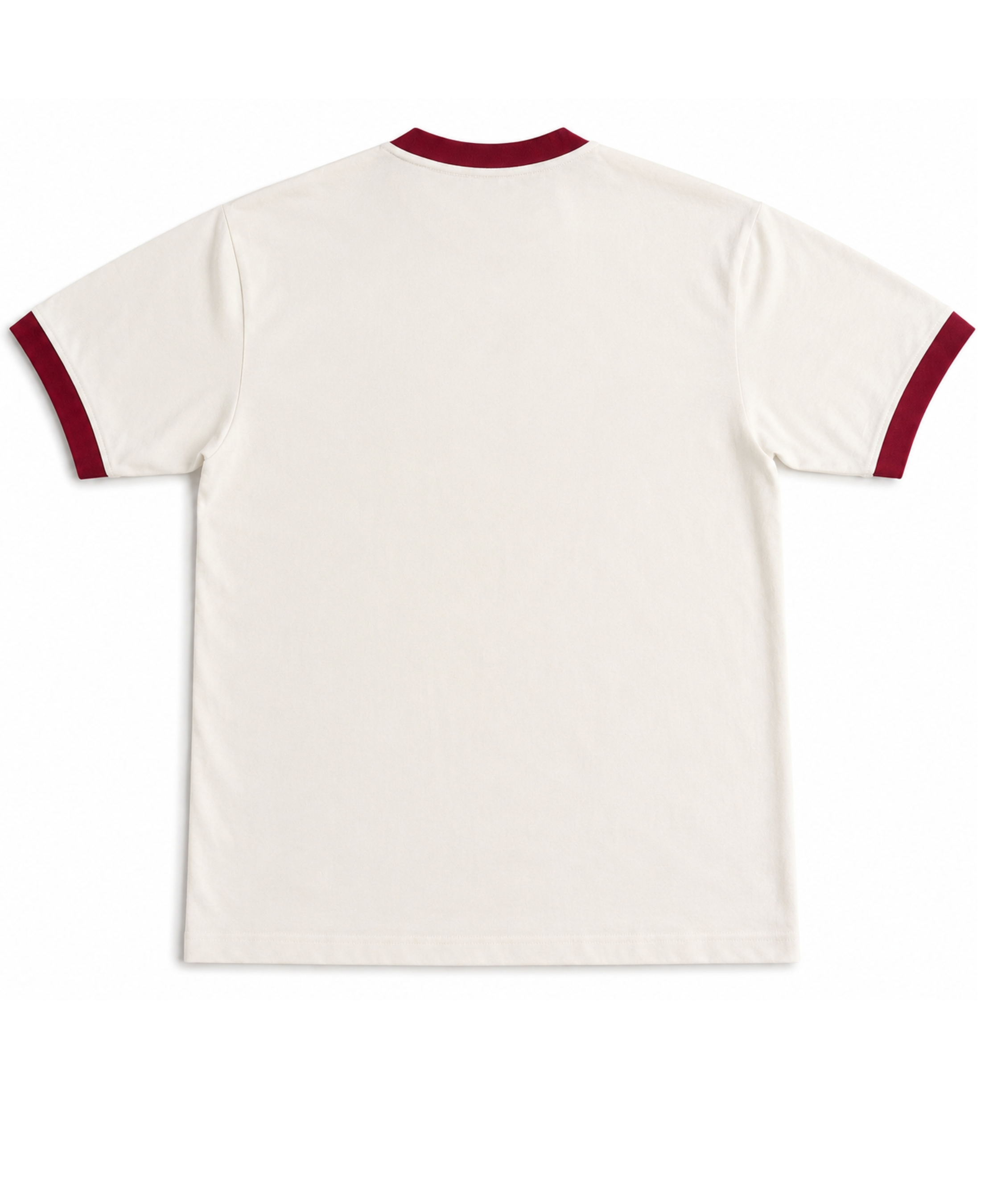 Off White Ringer T-Shirt - Off White & Maroon Ringer tee Back