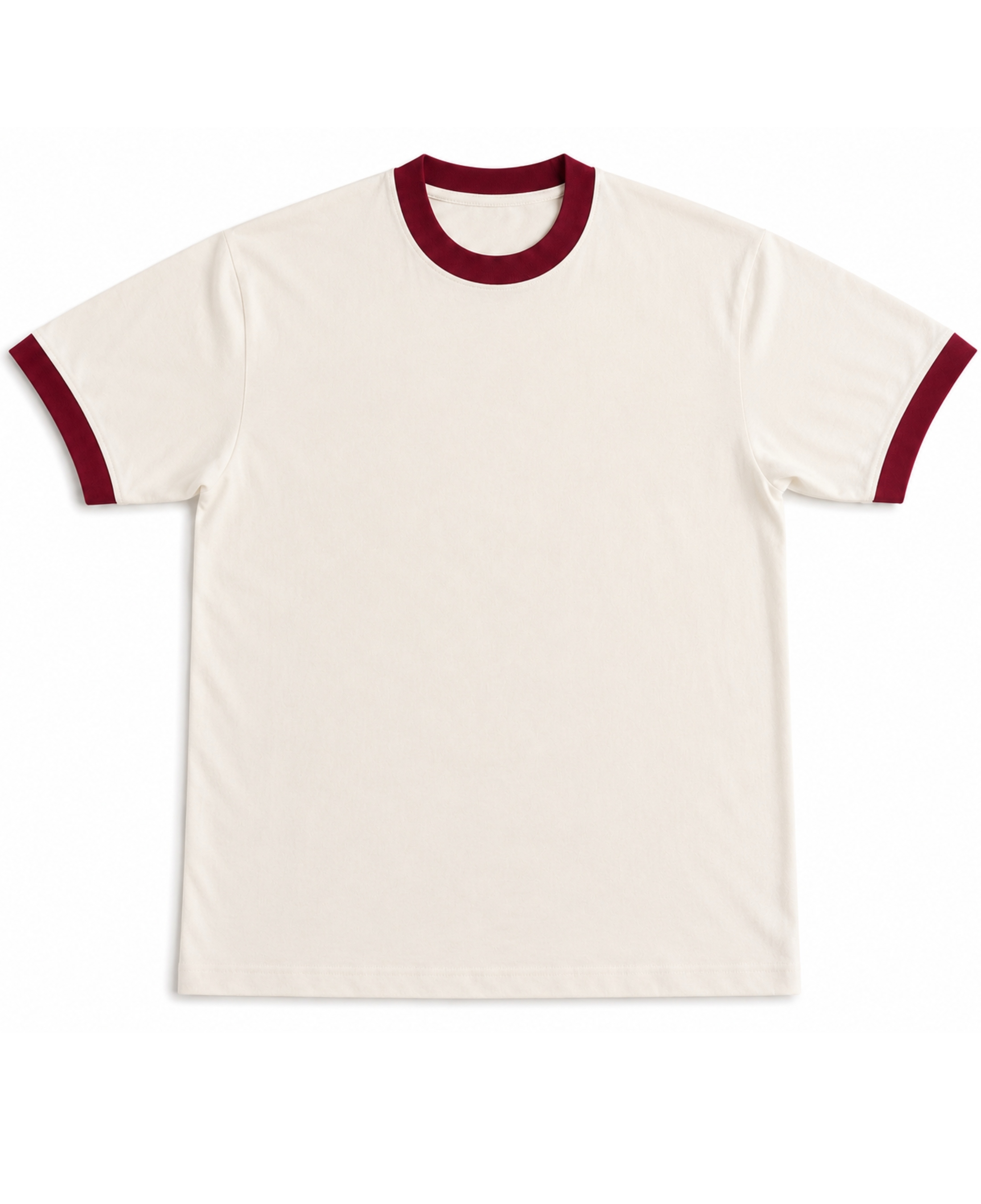 Off White Ringer T-Shirt - Off White & Maroon Ringer tee Front