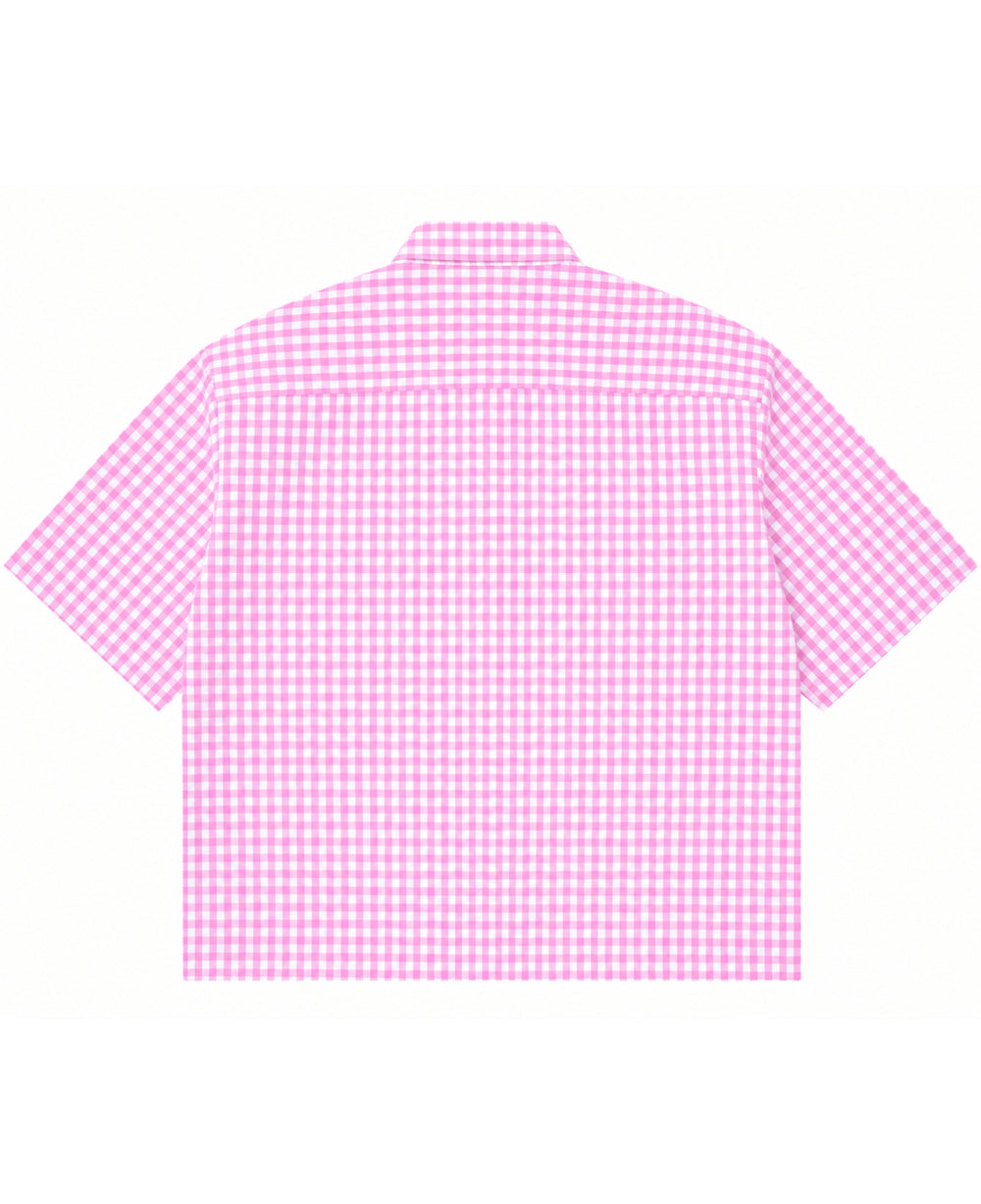 Pink Gingham Oxford Boxy Shirt Back Design