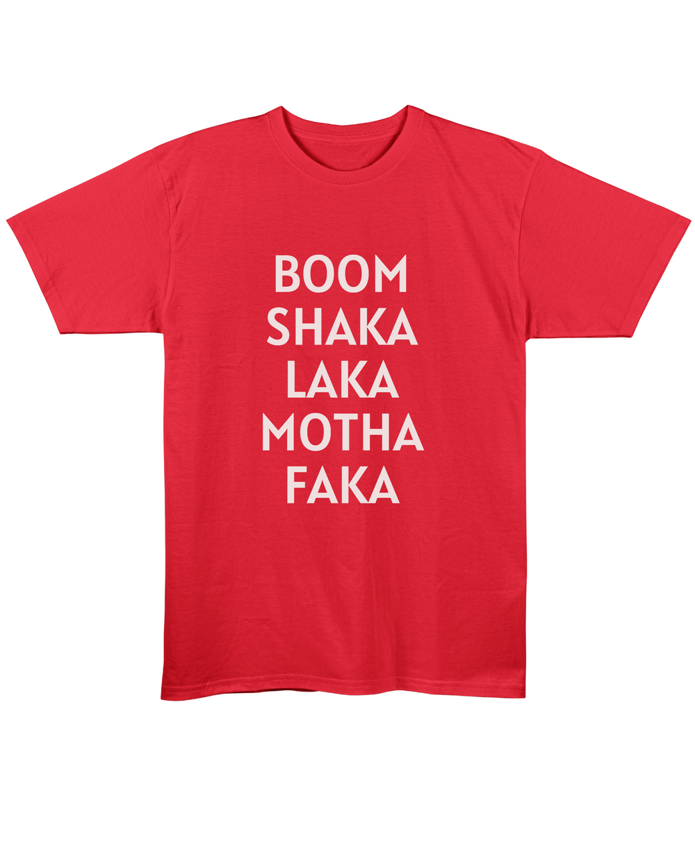 Boom Shaka Laka - Regular Fit Unisex T-Shirt - Red Front