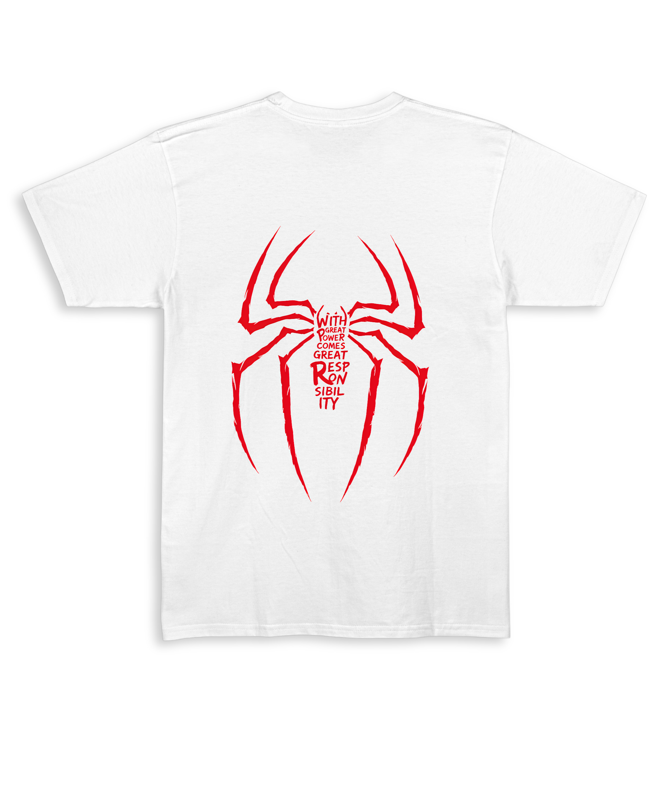 Great Power, Great Responsibility Spider Man – Couple Regular Fit T-shirt - White Back
