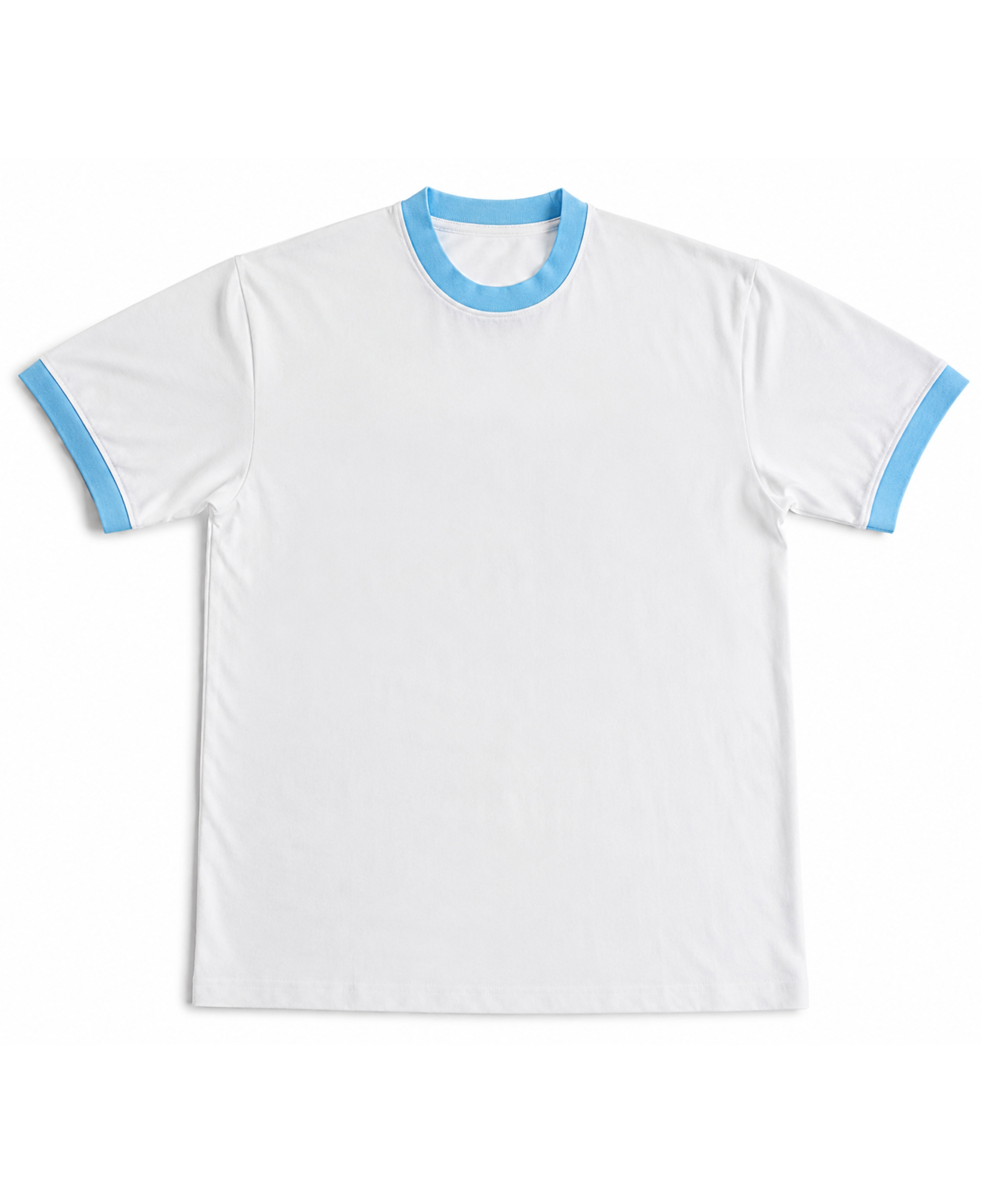 White Ringer T-Shirt - White & Sky Blue Ringer tee Front