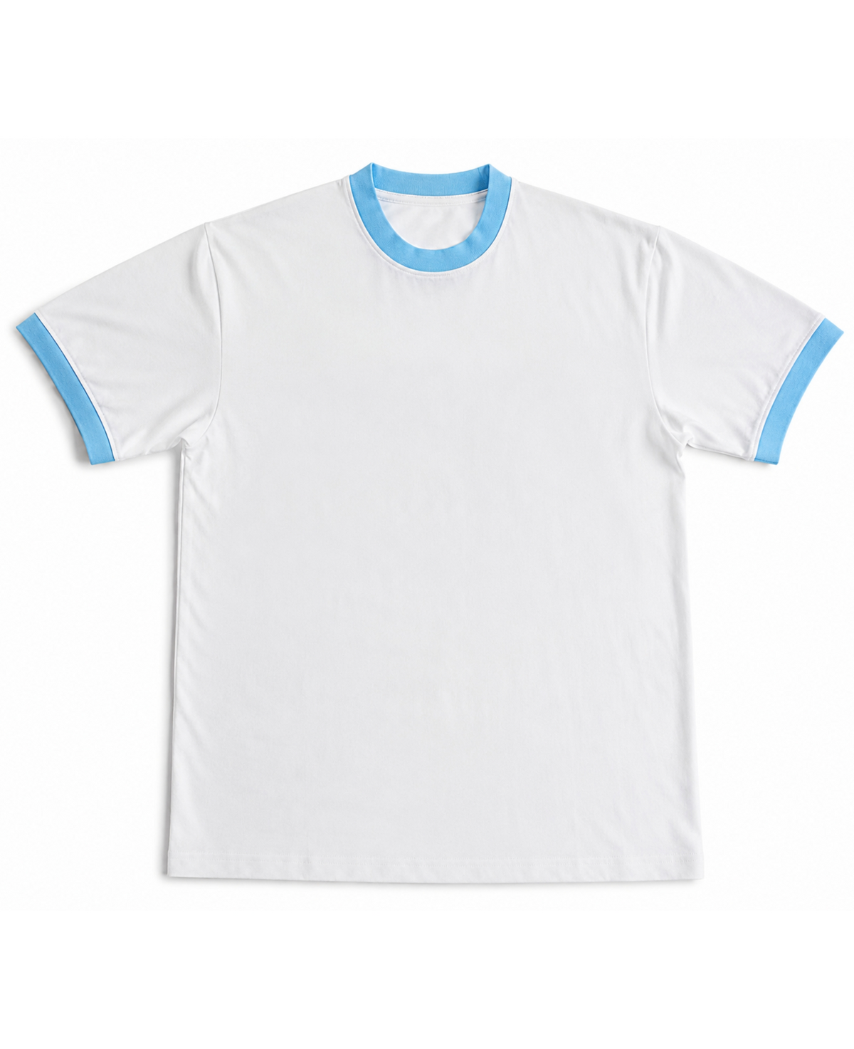 White Ringer T-Shirt - White & Sky Blue Ringer tee Front